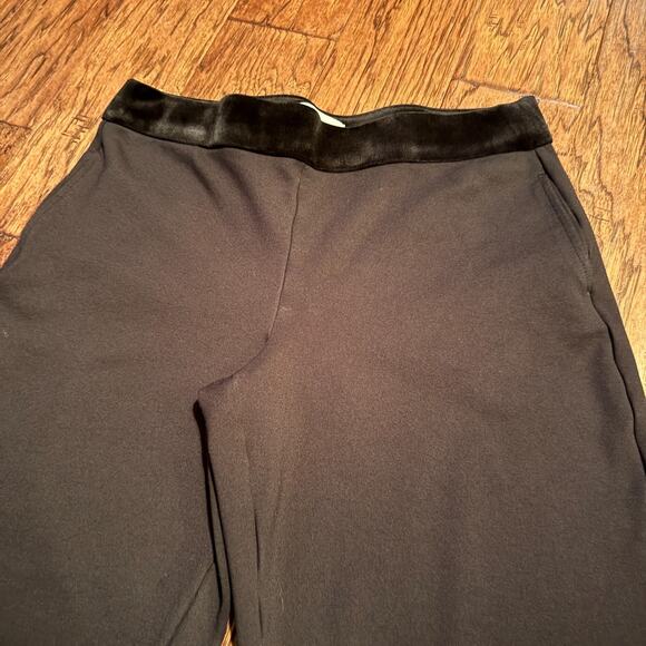 Haver + Blair Black Wide Leg Cropped Pants Pull on sz L velvet waistband career - Picture 2 of 7